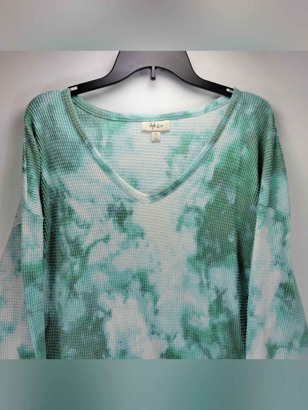 Style & Co Long Sleeve Tie Dye Shirt Women XL Comfy Dainty Boho Quiet Luxury - Picture 2 of 9